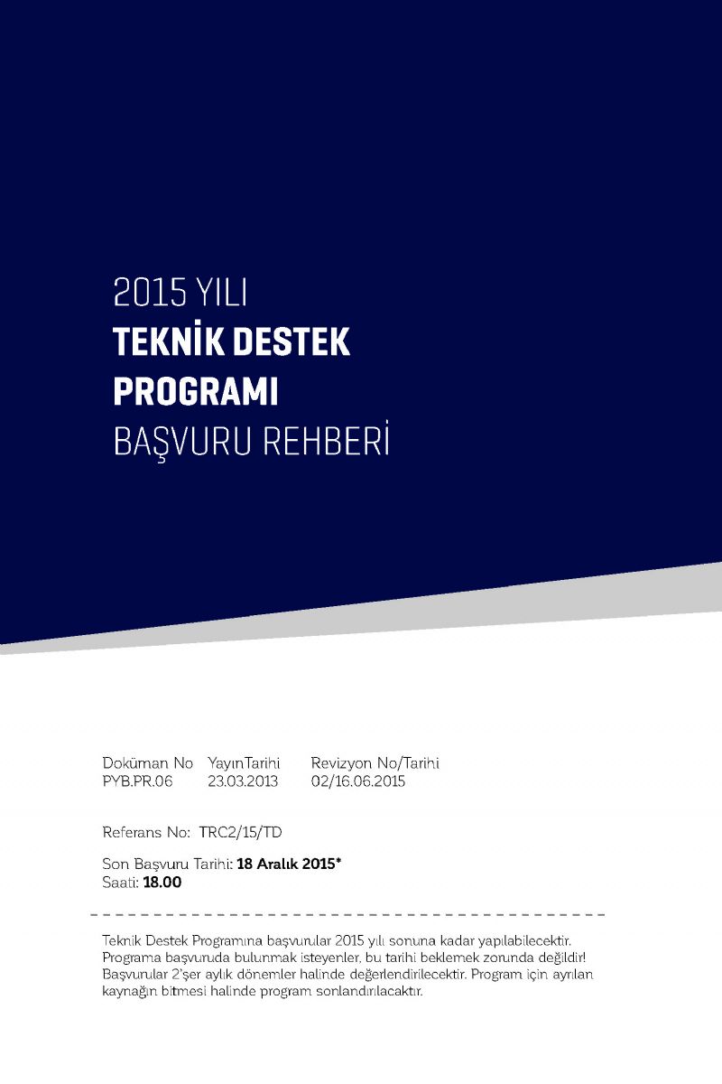 2015 Yılı Teknik Destek Programı
