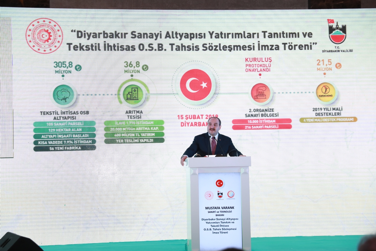 Bakan Mustafa Varank: Tekstil İhtisas OSB, Diyarbakır’ın Gücüne Güç Katacak